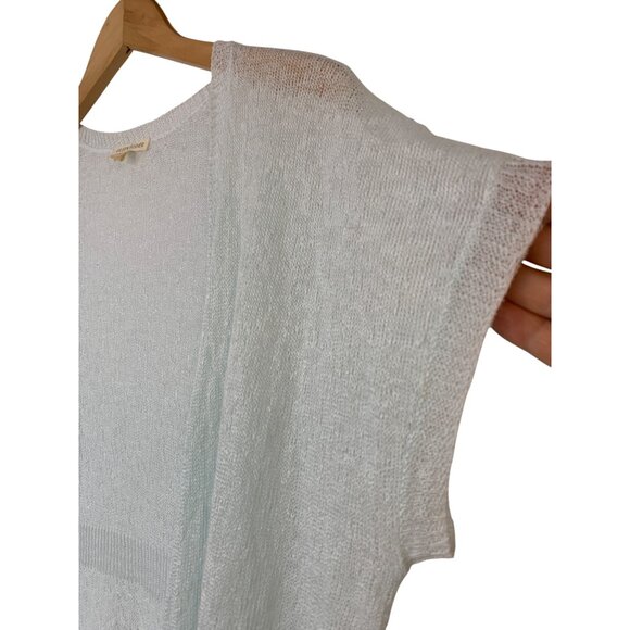 EILEEN FISHER Green Linen Sheer Cap Sleeve Cardigan Sweater Size L RA10139 EUC - Picture 9 of 10